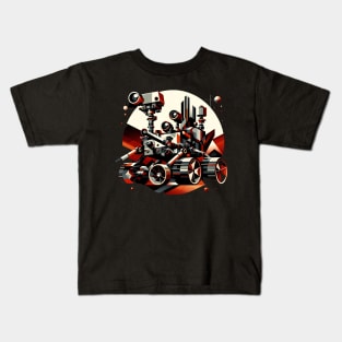 Geometric Mars Rover Adventure | Abstract Planetary Exploration Tee Kids T-Shirt